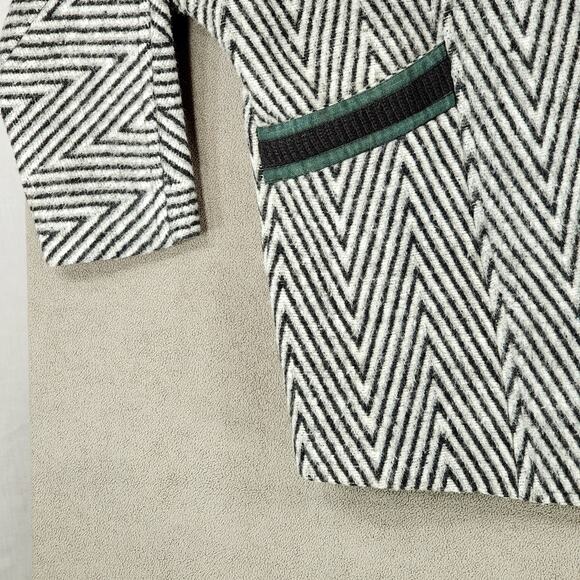 Vtg 80s Tweed Chevron Coat M/L* Women Zigzag Shoulder Pads New Wave Androgynous - Picture 9 of 15